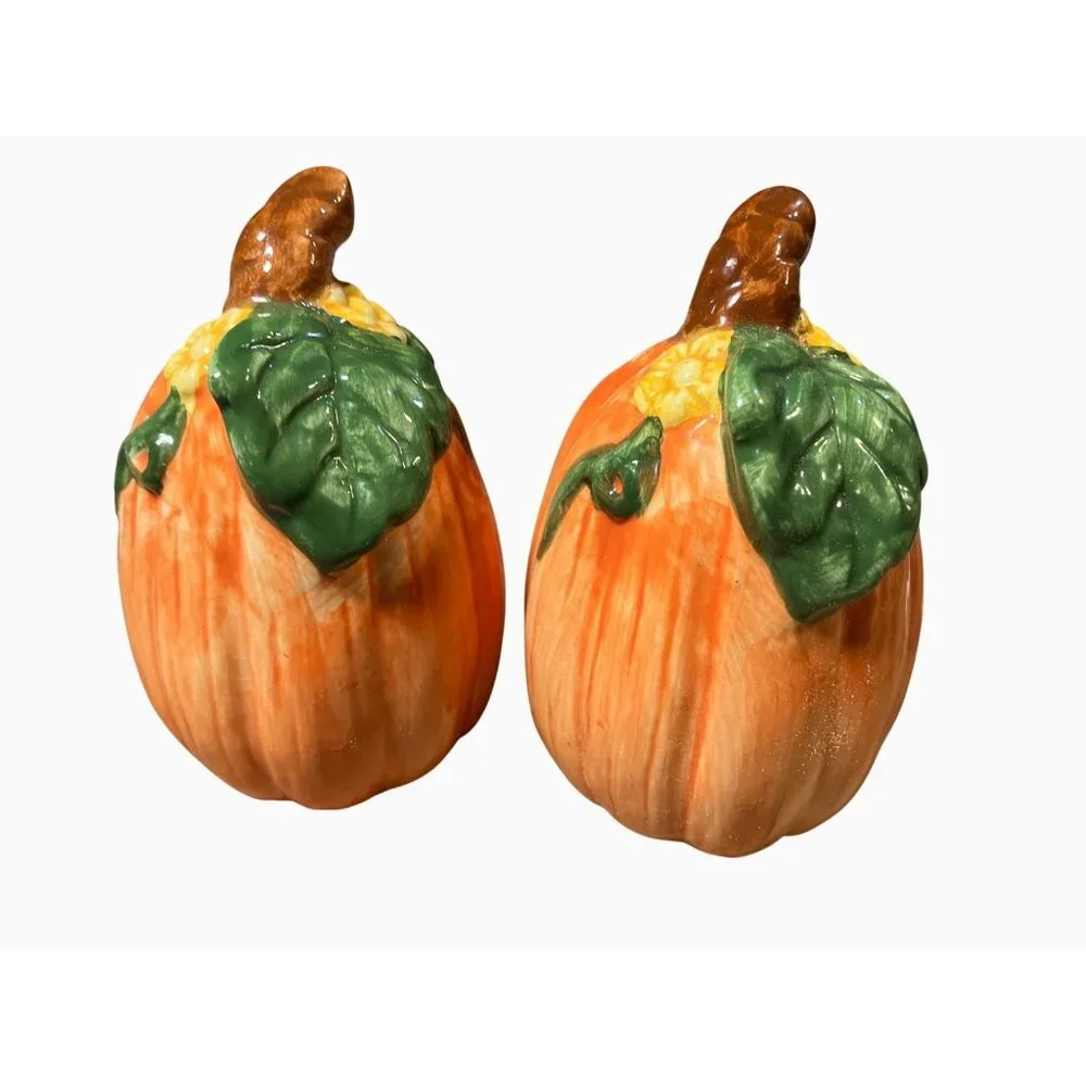 Earthenware Pumpkin Salt & Pepper Shaker Set Of 2 By Wangs International